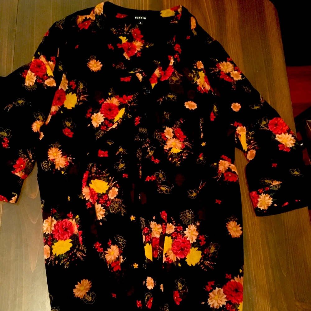 High low Black Chiffon Sheer Tunic Blouse